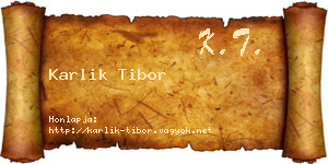 Karlik Tibor névjegykártya